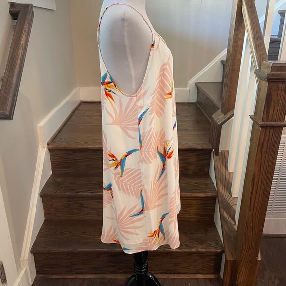 Asher Winnie Birds of Paradise Floral Pattern Mini Slip Dress Size Medium - Picture 2 of 7